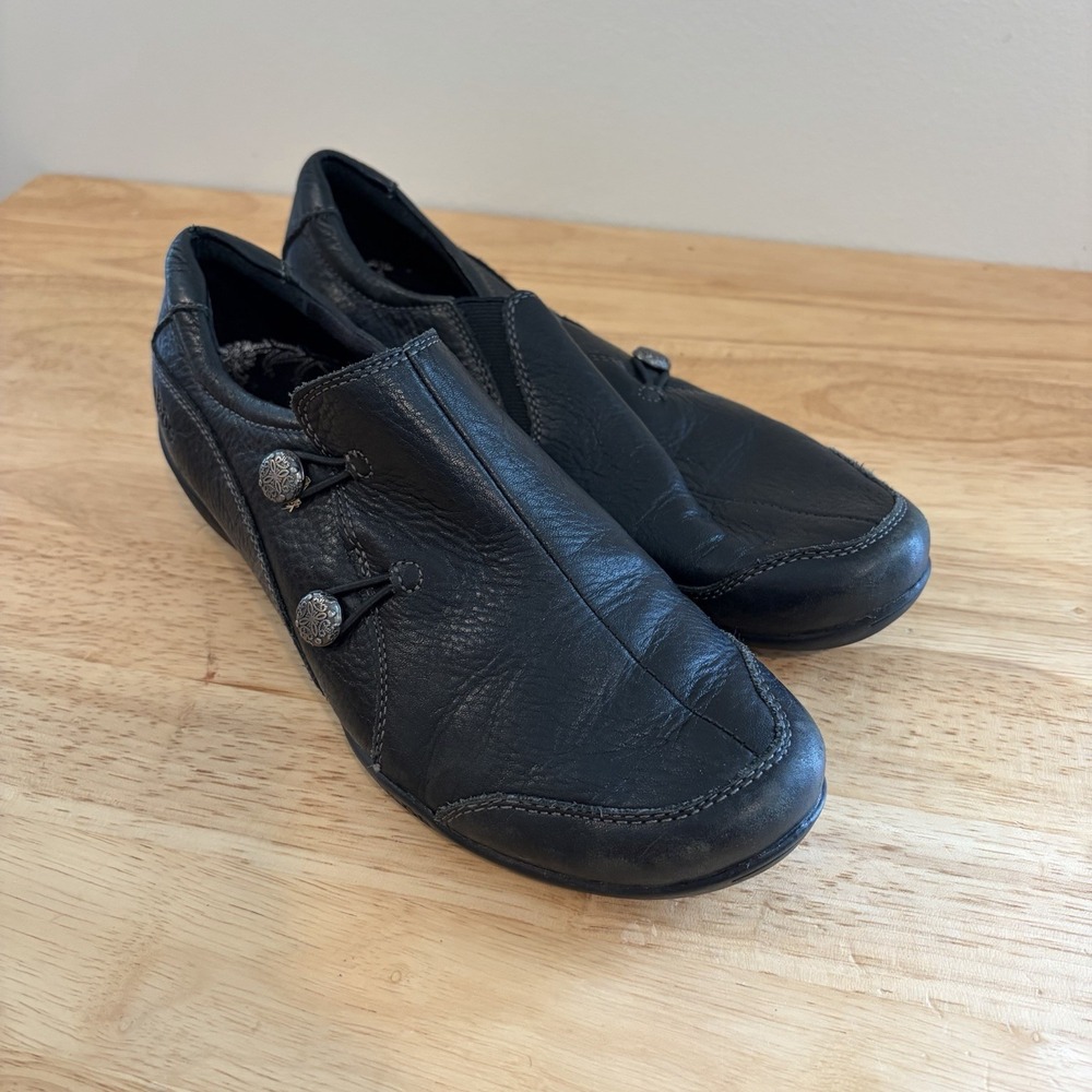 Taos Shoes Encore Casual Comfort Slip On Loafer Black Leather Women's Size 8